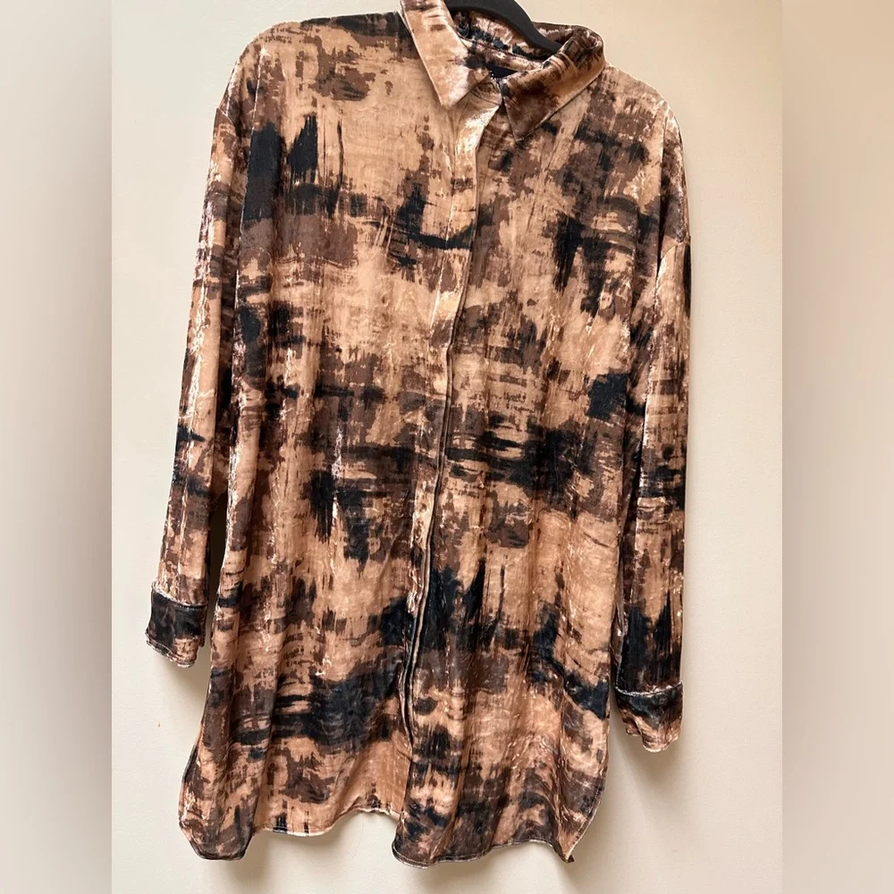 NWT; Nina Parker Velour Button Front Gold/Brown Top Plus Size & Pants 🍒 - Picture 8 of 10